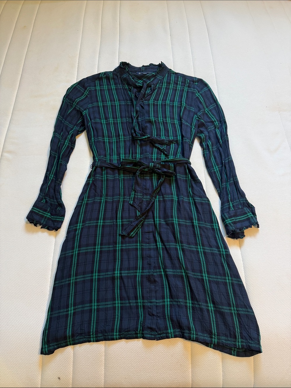 Brooks Brothers Navy and Green Plaid shirt dress